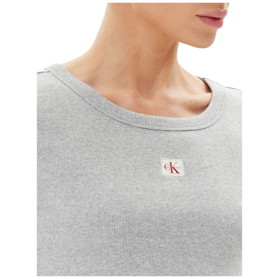 A - Woven Label 2X2 Rib Baby Tee t-shirt manica corta da donna Calvin Klein | LV047C200GP79